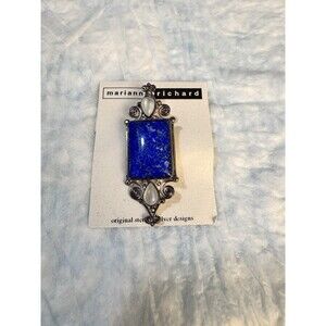 Sajen - Marianna Richard Sterling Silver Brooch Pendant w/Lapis & White Stone